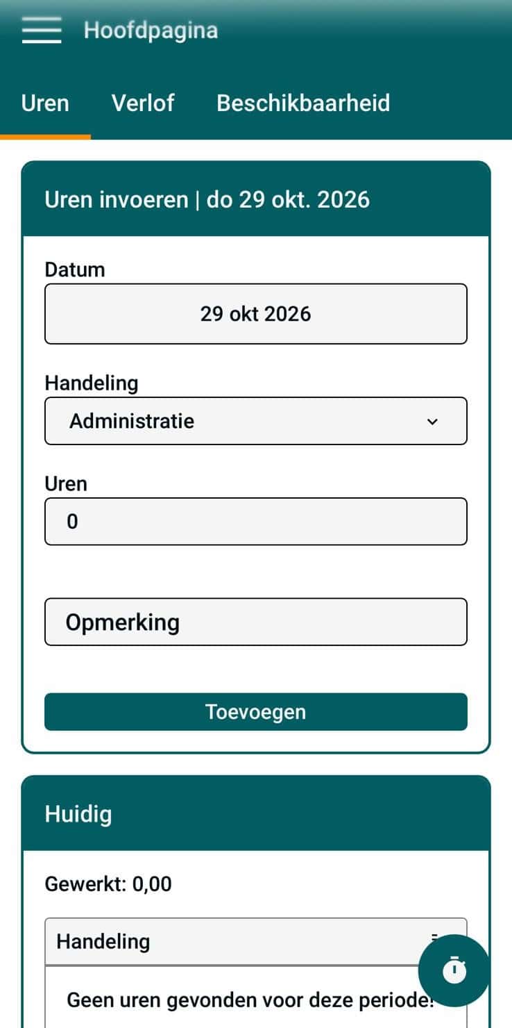 Uren boeken per handeling in de HortiTime-app